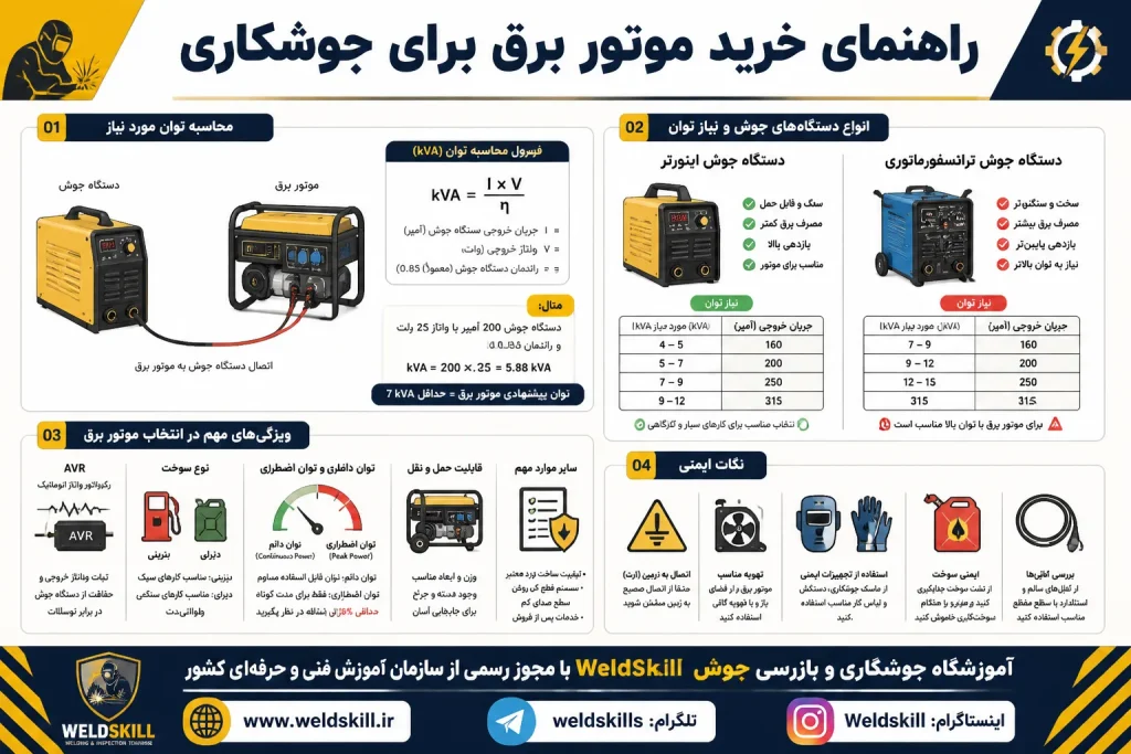 راهنمای جامع انتخاب موتور برق مخصوص جوشکاری