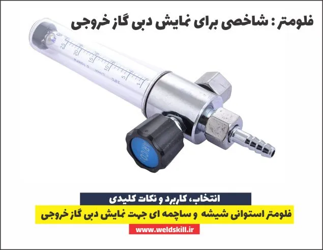 فلومتر استوانه ای شیشه و ساچمه ای جهت نمایش دبی گاز خروجی