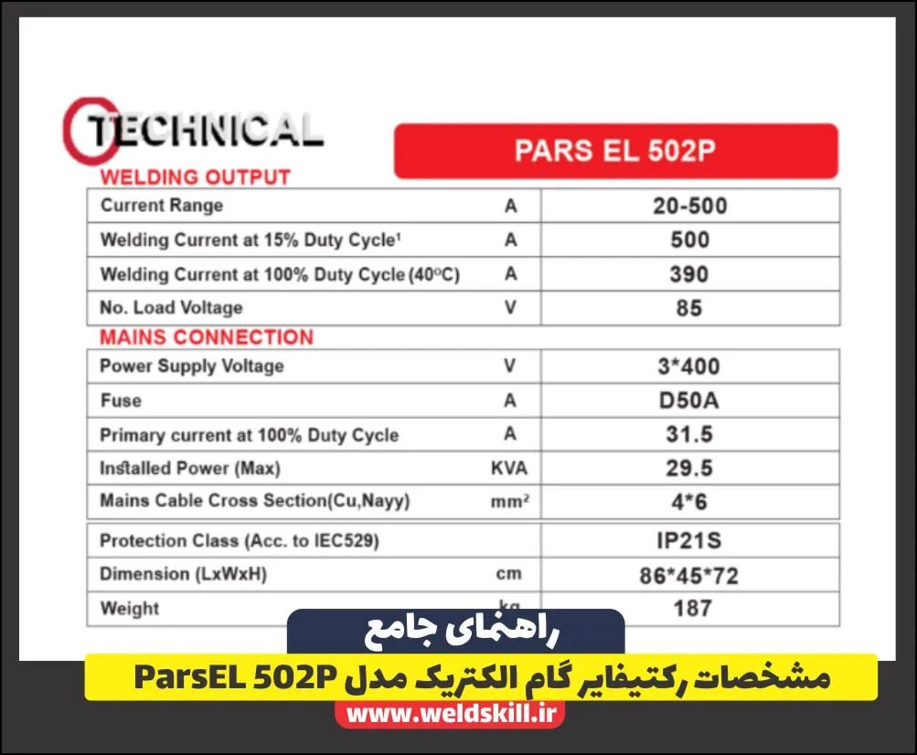 مشخصات رکتیفایر گام الکتریک مدل ParsEL 502P