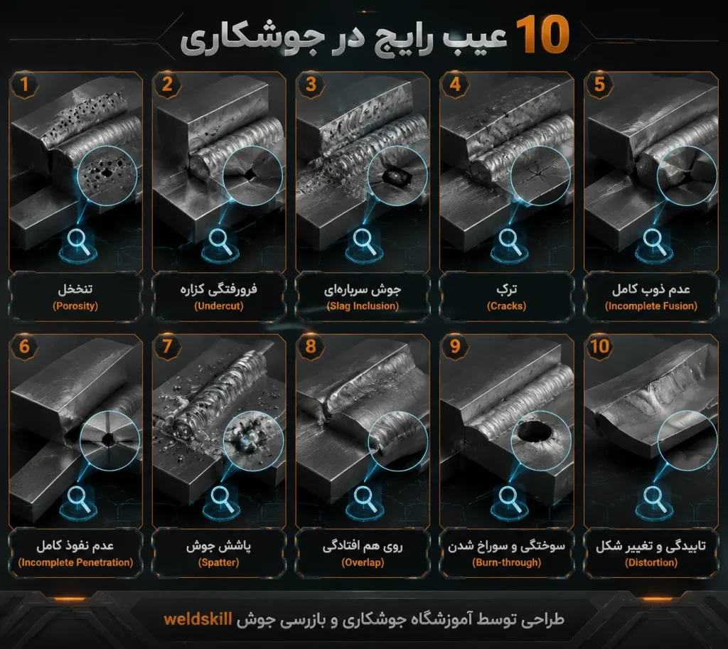 آشنایی با انواع عیوب جوشکاری صنعتی