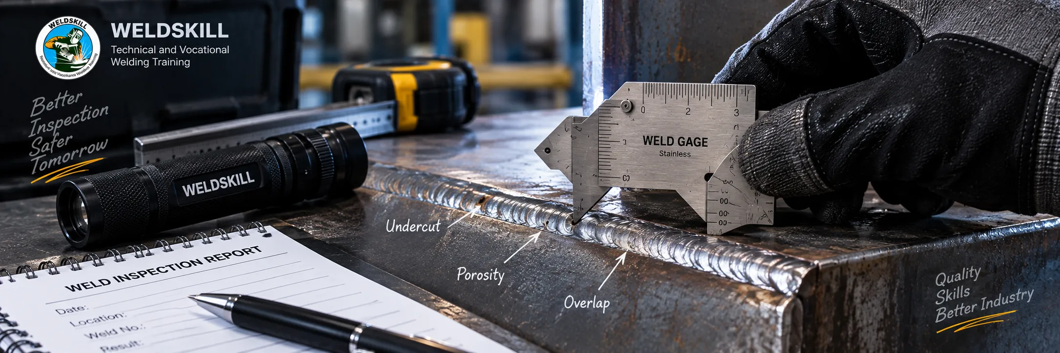 اندازه گیری و بررسی عیوب جوش با ابزار بازرسی چشمی VT و Weld Gauge